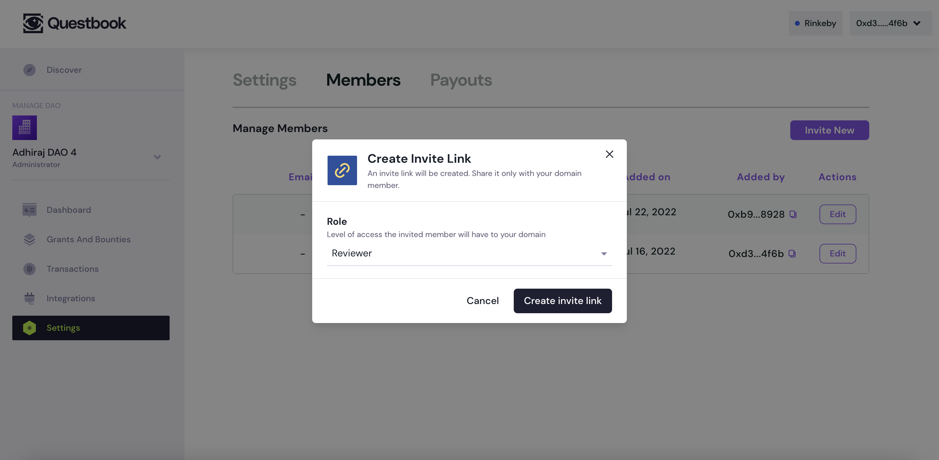 Create Invite Link